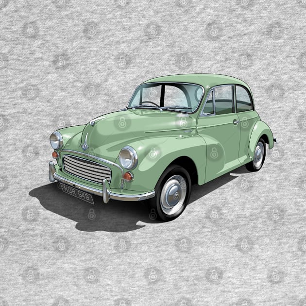 Morris Minor in sage green by candcretro